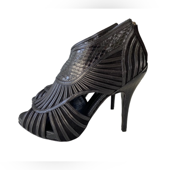 Dior Black Python Leather Ankle Boots Size 8 38.5 - Picture 4 of 9